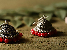 धरा ✽ Antique Finish White Metal ✽ Earring { 5 }
